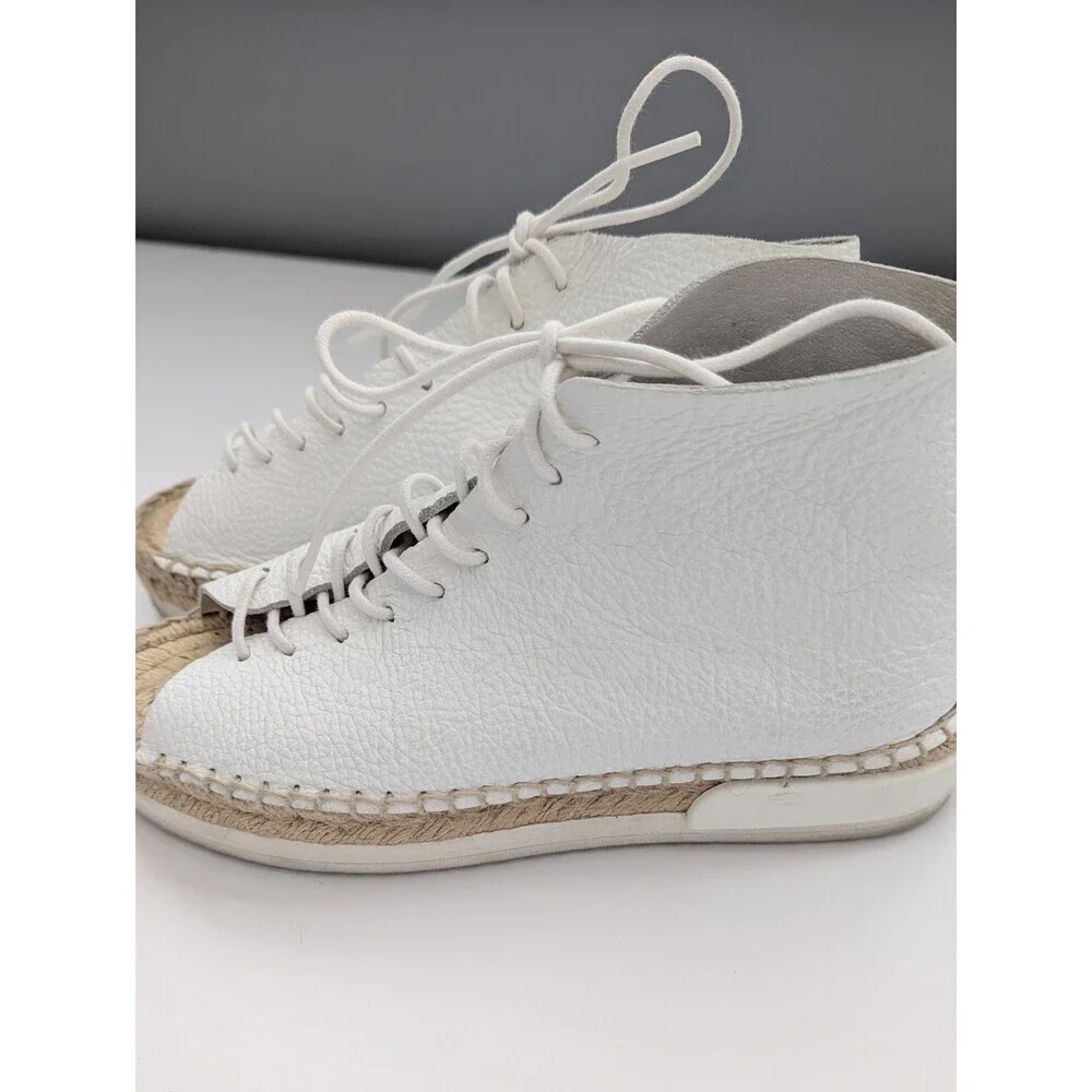 Miista Women's (Sz 36) White Leather Lace-Up Peep-Toe Espadrilles/Shoes/Sandals